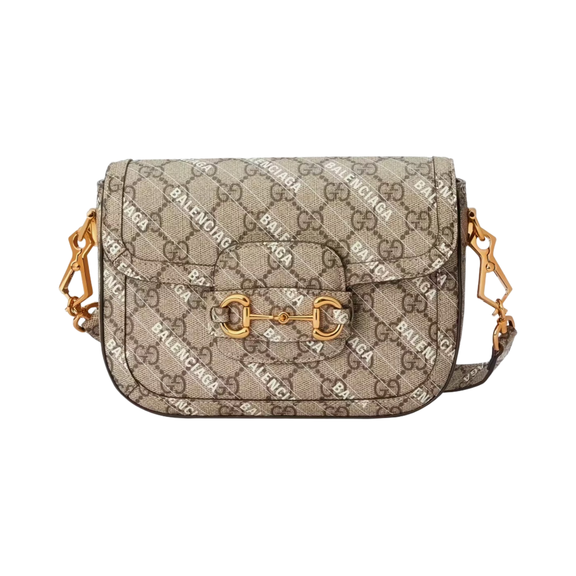 658574-ULZAG-9759 Gucci x Balenciaga The Hacker Project Gucci Horsebit 1955 Mini Handbag Beige Ebony - 대표 이미지 #1