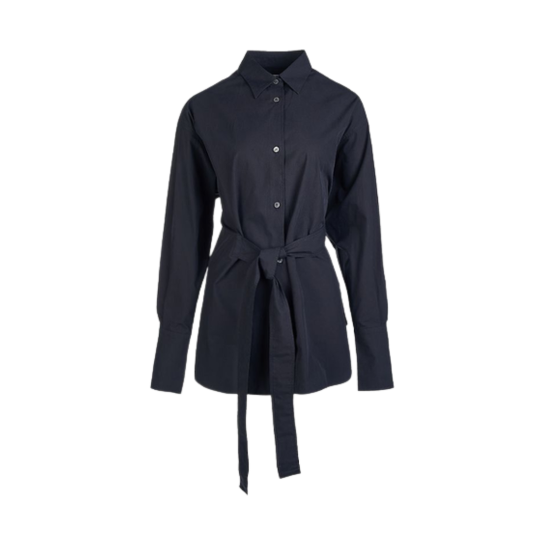 (W) 스튜디오 니콜슨 콘델 벨티드 셔츠 다크이스트 네이비((W) Studio Nicholson Condell Belted Shirt Darkest Navy)