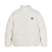 MLB Mega Logo Short Puffer Jacket New York Yankees Cream