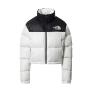 (W) The North Face Nuptse Short Jacket White Black