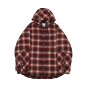 Haleine Detachable Check Hood Padding Burgundy