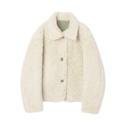 Millo Women Button Reversible Fur Jacket Khaki