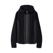 Millo Women Two-Way Side Hood Zip-Up Black