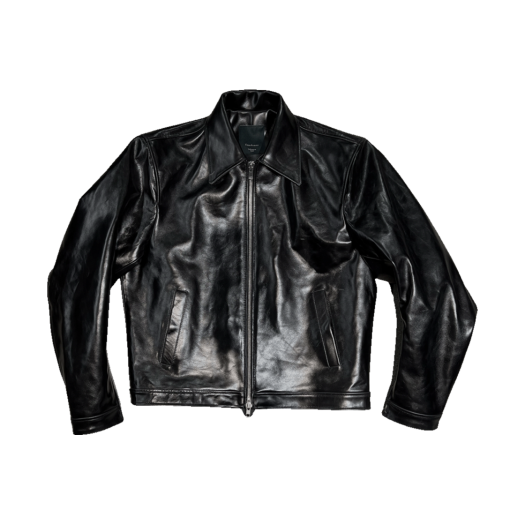25SSUMCCRBK Undermycar 25SS Cordovan Effect Crop Easy Rider Jacket Black