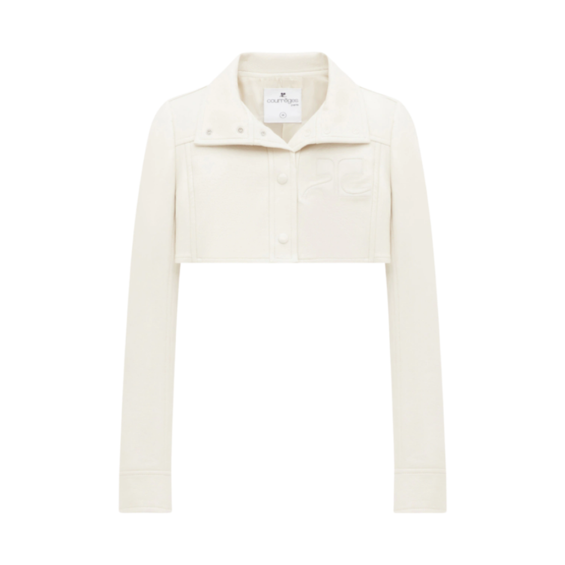 (W) 꾸레쥬 바이닐 아이코닉 크롭 자켓 화이트((W) Courreges Vinyl Iconic Crop Jacket White)