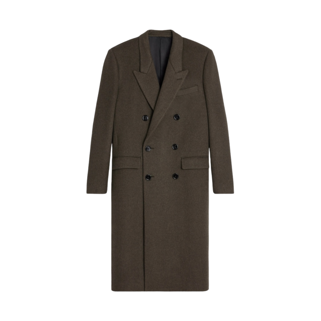 (W) 셀린느 더블 페이스 캐시미어 오버코트 카키 멜란지((W) Celine Double Face Cashmere Overcoat Khaki Melange) - 1