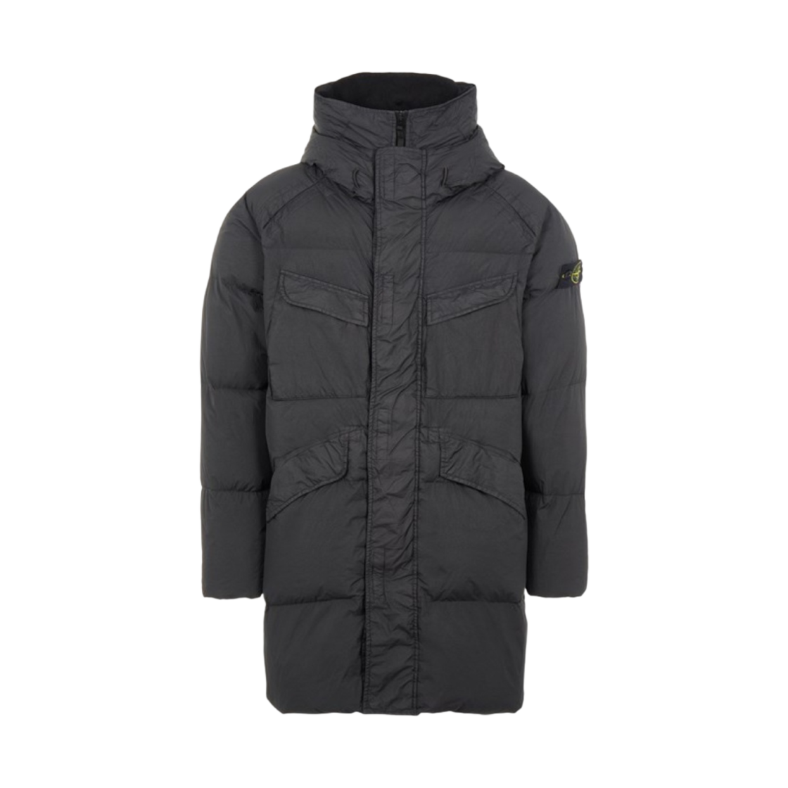 스톤 아일랜드 70123 크링클랩스 후드 롱 다운 자켓 블랙 - 22FW(Stone Island 70123 Crinkle Reps Hooded Long Down Jacket Black - 22FW)