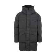 Stone Island 70123 Crinkle Reps Hooded Long Down Jacket Black - 22FW