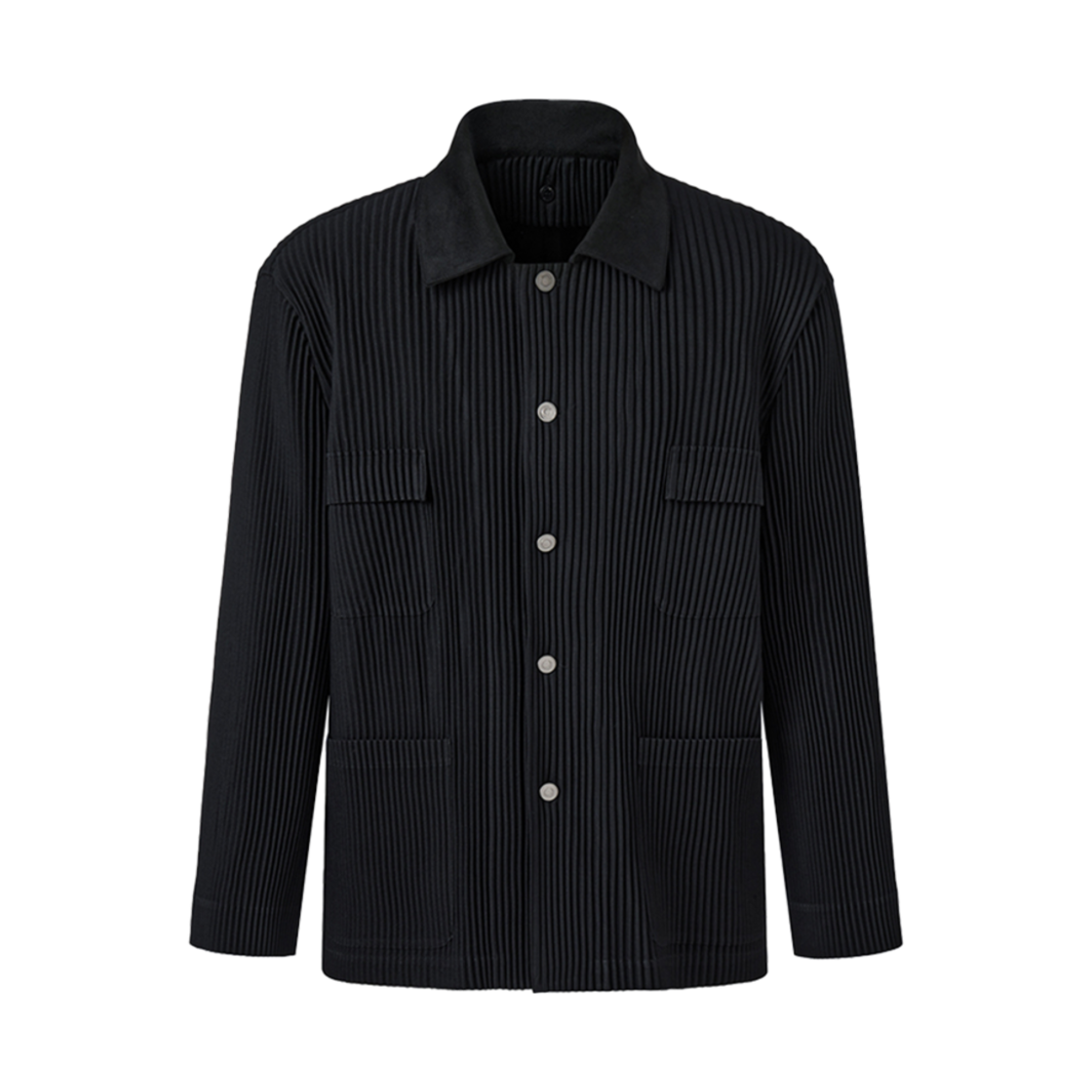 MJA2GBK Monplisse Men Collar Patch Liner Pleats Work Jacket Black