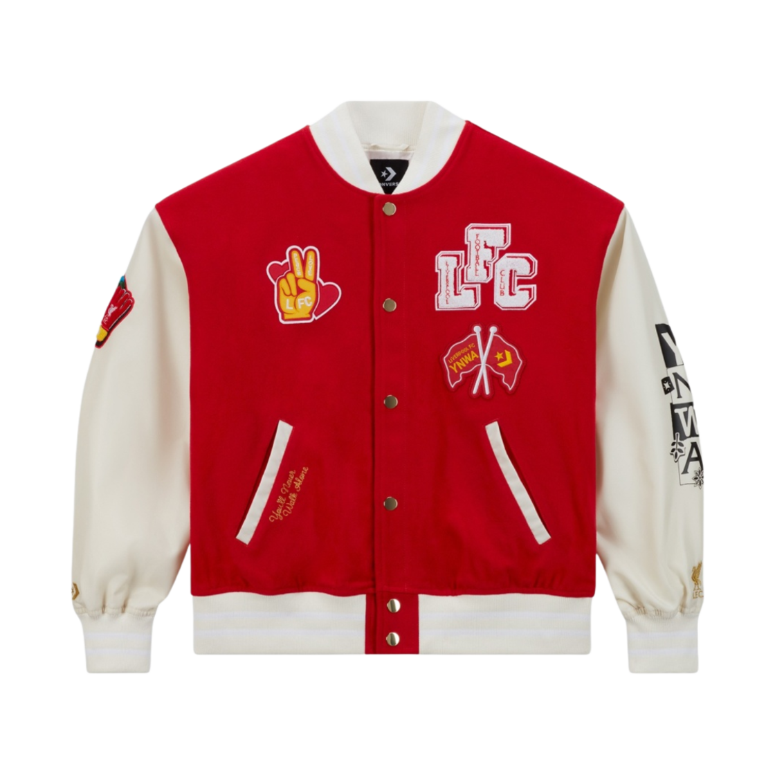 10025722-A01 Converse x Liverpool FC Woven Varsity Jacket Tomato