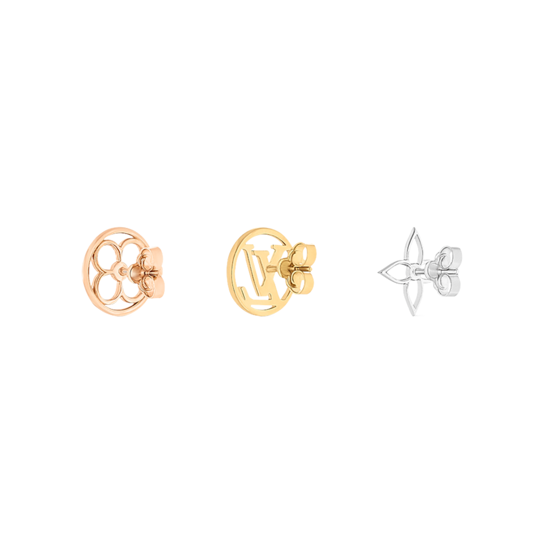 (W) 루이비통 LV 레이스 이어링 S00 옐로우 골드 로즈 골드 실버((W) Louis Vuitton LV Lace Earrings S00 Yellow Gold Rose Gold Silver) - 3