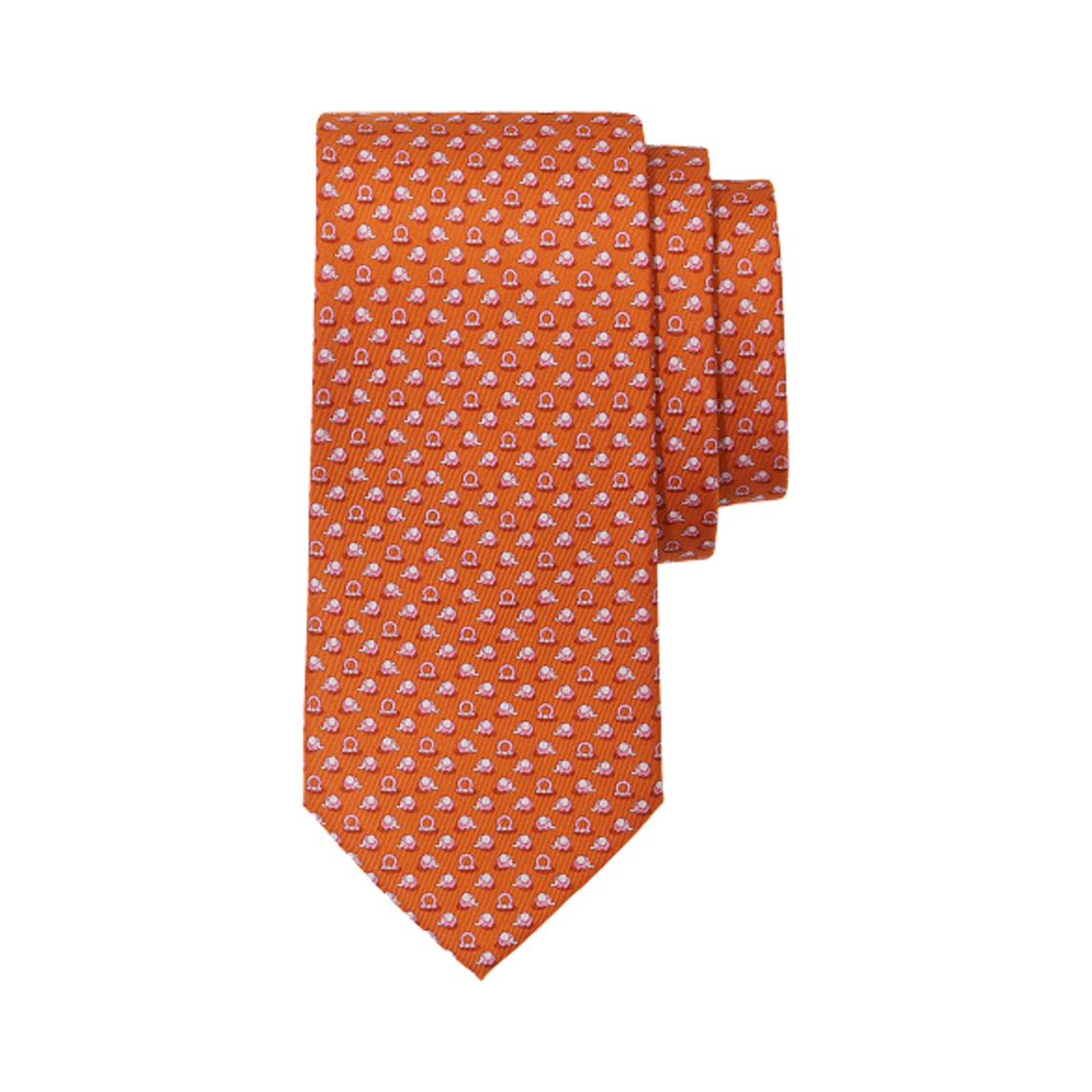 351243-779461 Ferragamo Elephant Print Silk Tie Orange