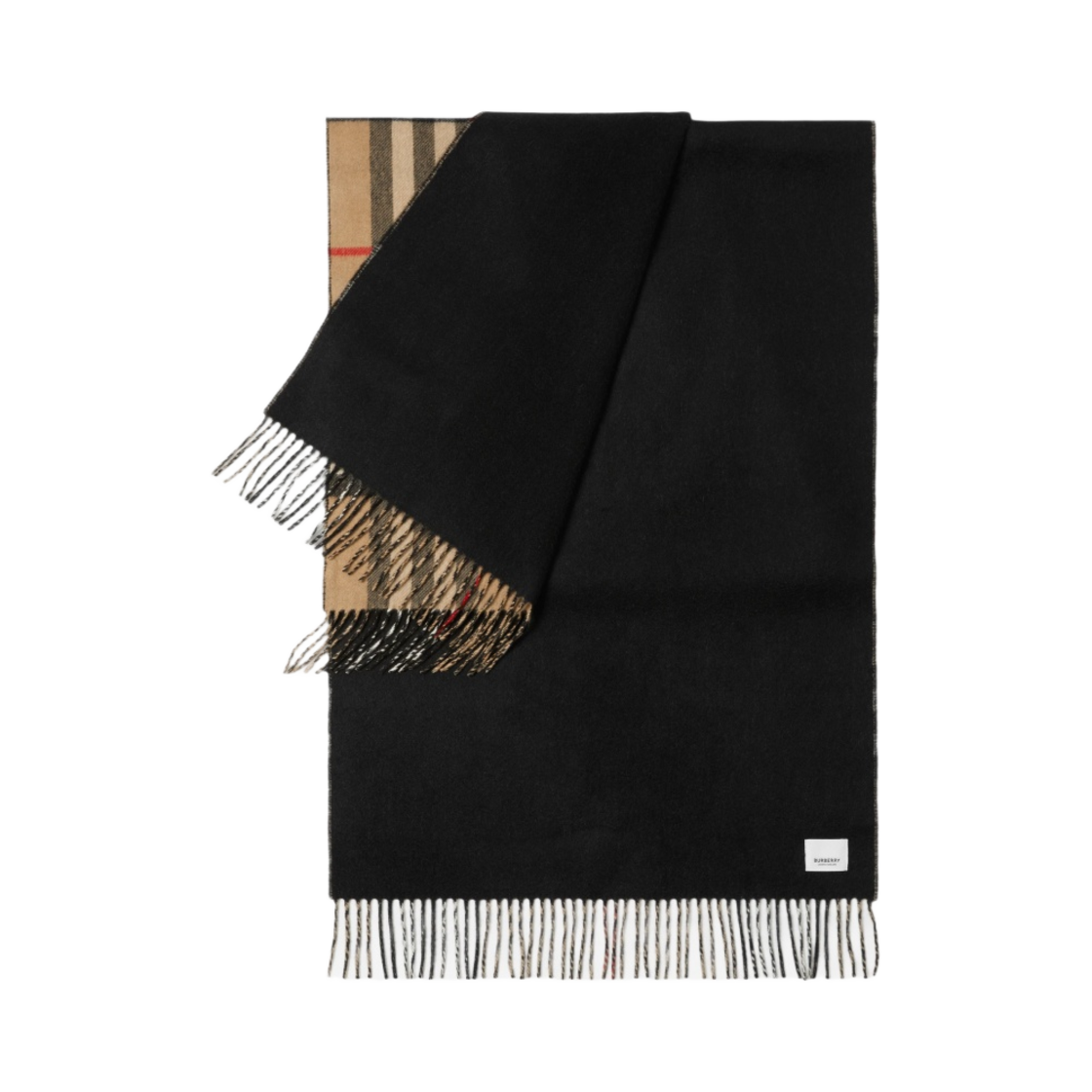 8035910 Burberry Check Cashmere Reversible Scarf Black - #3