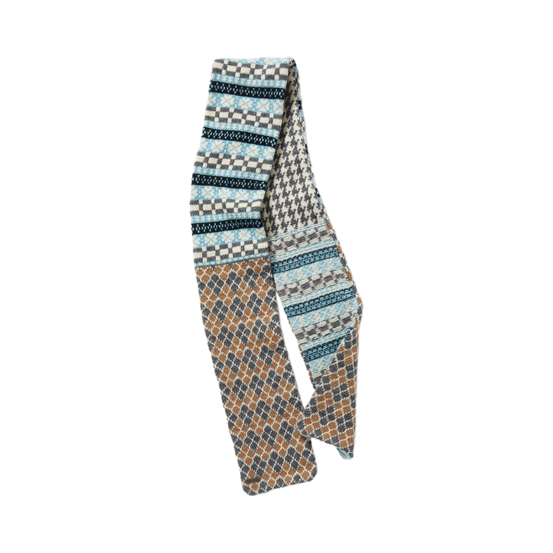 퍼버즈 패치 블록 스카프 블루 - 24FW(Perverze Patch Block Scarf Blue - 24FW)