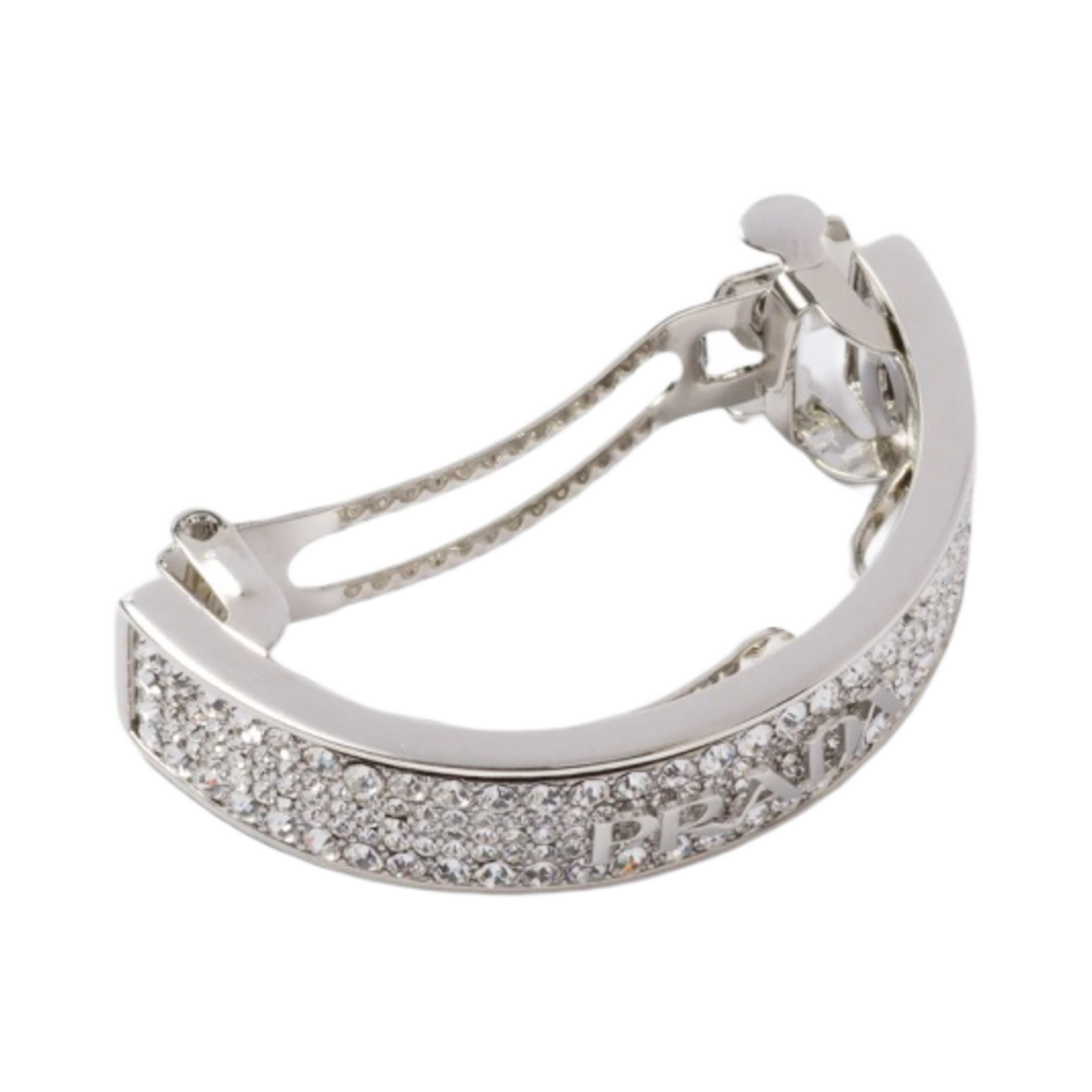 (W) 프라다 브래스 헤어 클립 크리스탈 스틸 크리스탈((W) Prada Brass Hair Clip Crystals Steel Crystal) - 1