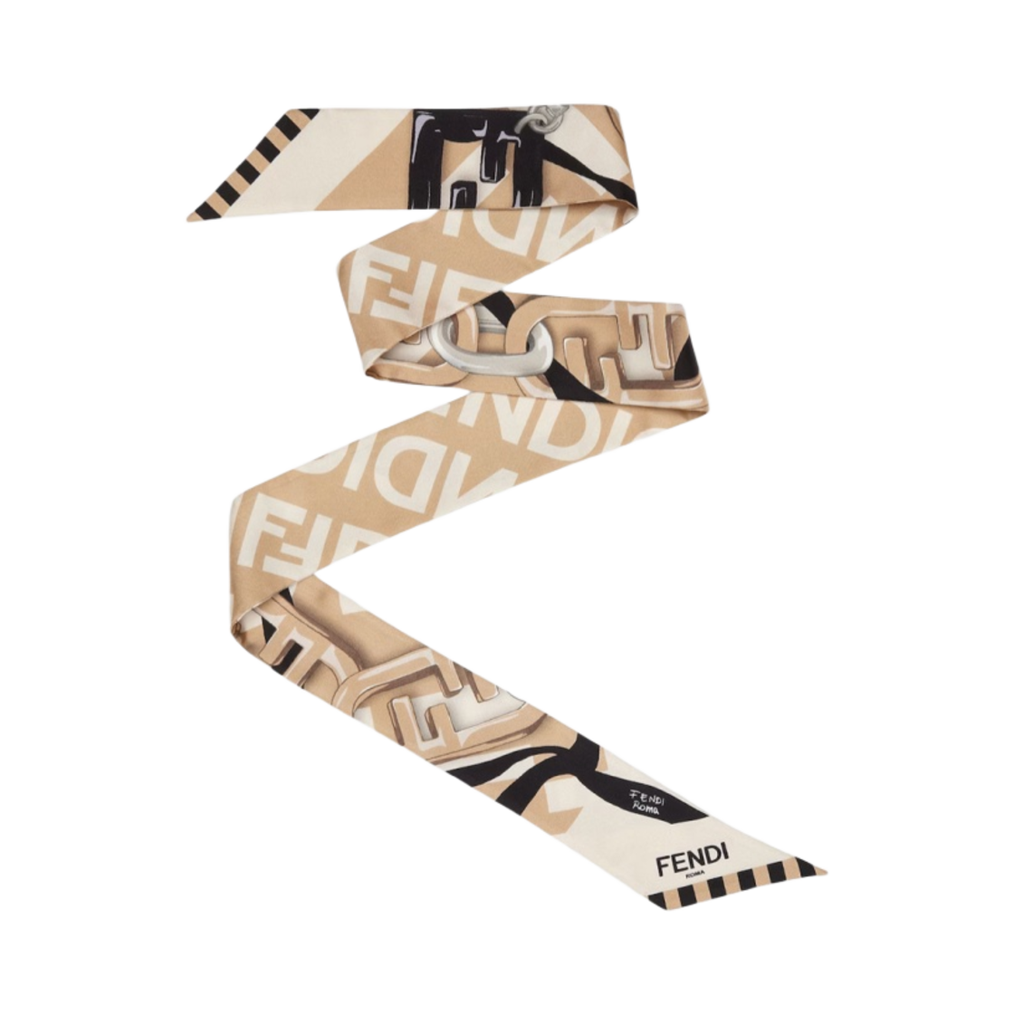 (W) 펜디 래피 오가닉 실크 방도 베이지((W) Fendi Wrappy Organic Silk Bandeau Beige) - 1