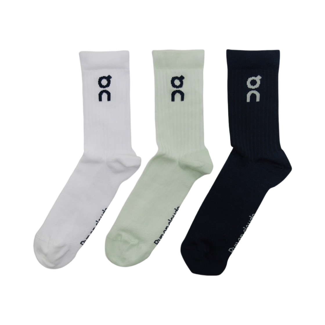온 러닝 로고 삭스 미드나잇 리마 (3개입)(On Running Logo Socks Midnight Lima (3 Pack))