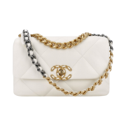 Chanel Medium 19 Handbag Lambskin & Gold White