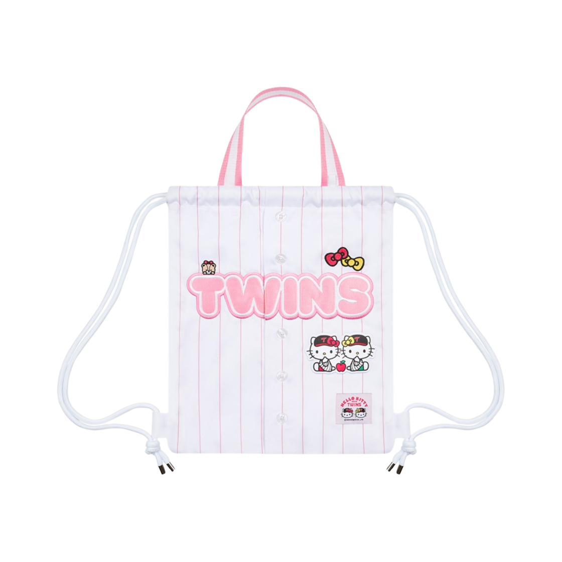 LG 트윈스 x 헬로 키티 패션 유니폼 짐색 화이트 핑크(LG Twins x Hello Kitty Fashion Uniform Gym Sack White Pink)