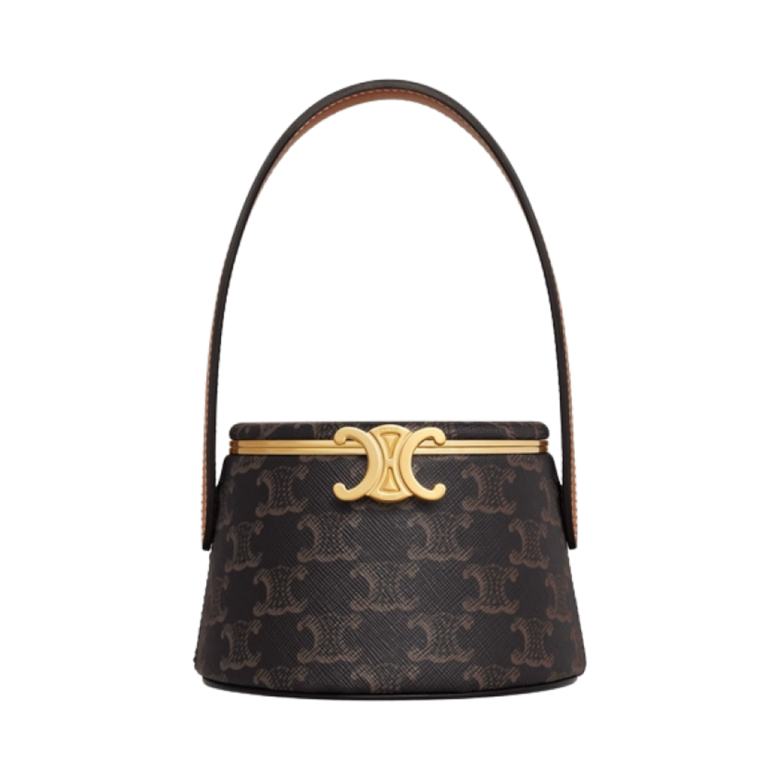 셀린느 니나 미노디에르 램스킨 트리옹프 캔버스 프린트 카프스킨 탄(Celine Nina Minaudiere in Lambskin with Triomphe Canvas Print Calfskin Tan) - 1