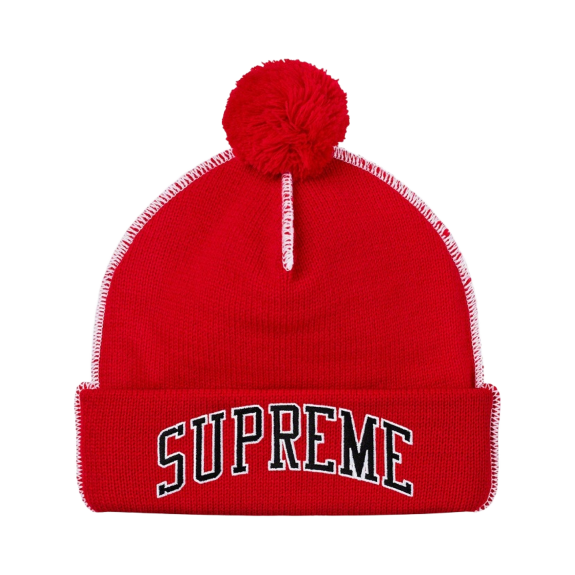 슈프림 콘트라스트 스티치 비니 레드 - 19FW(Supreme Contrast Stitch Beanie Red - 19FW) - 1