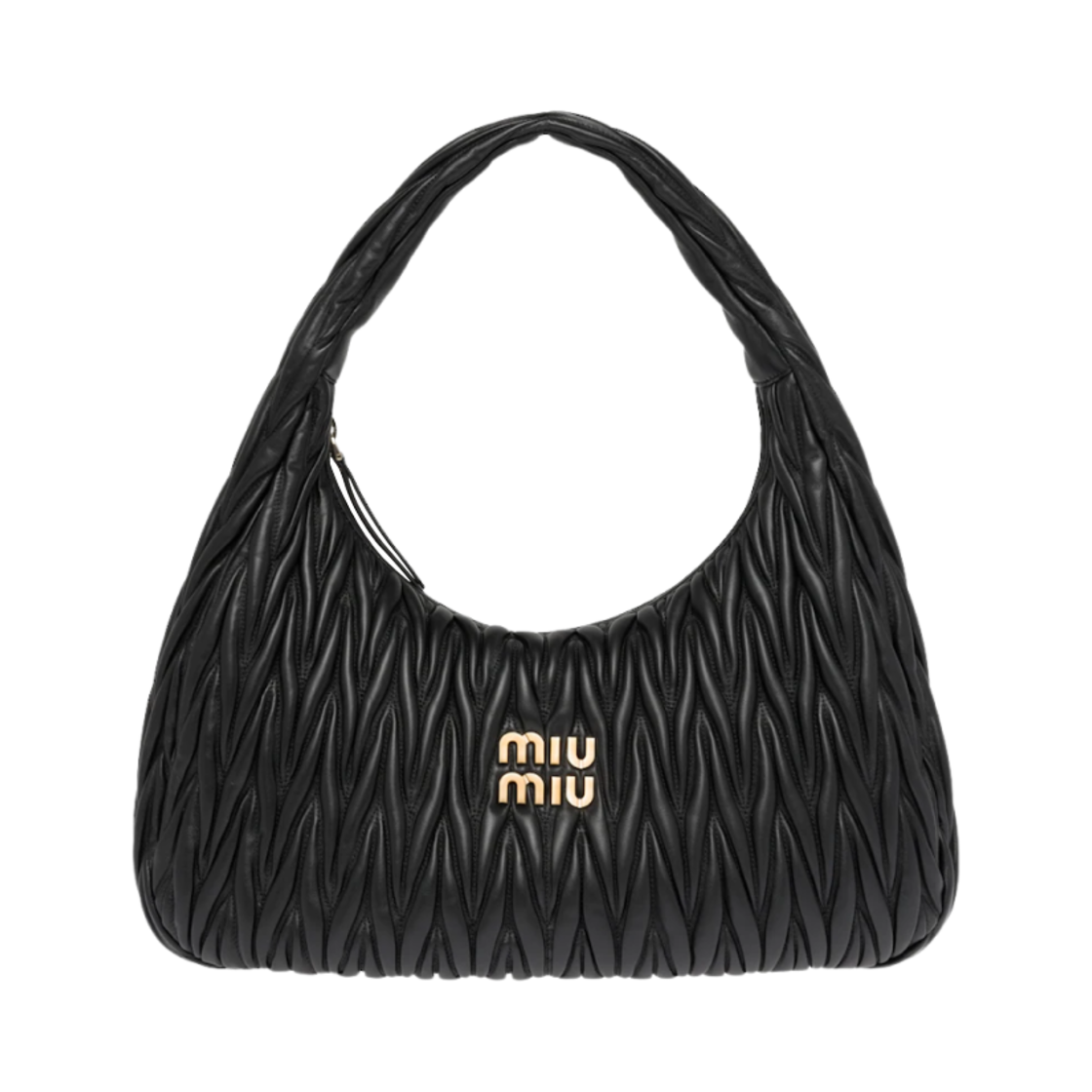 미우 미우 원더 마틀라세 나파 레더 호보백 블랙(Miu Miu Wander Matelasse Nappa Leather Hobo Bag Black) - 1