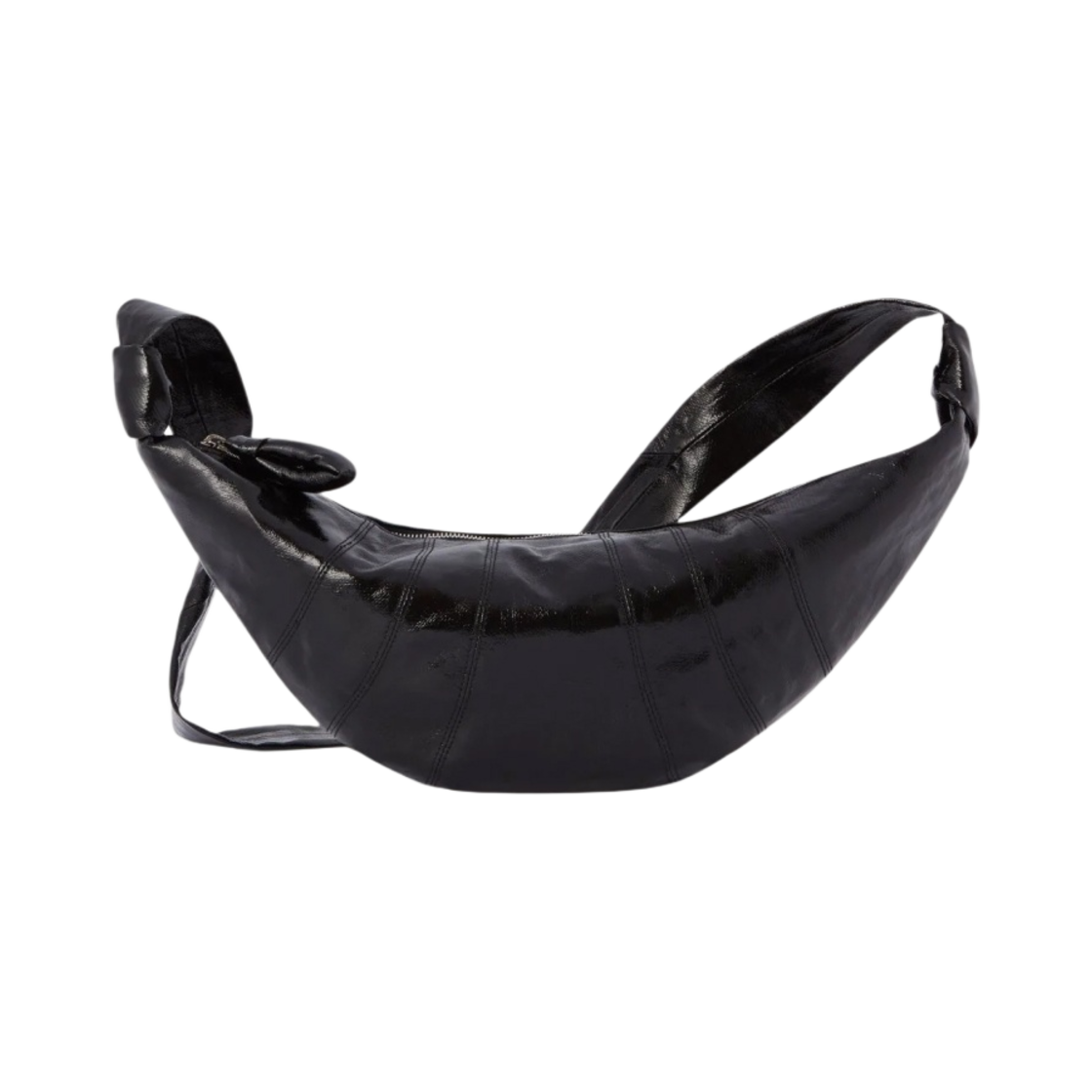 르메르 미디움 크루아상 백 코티드 리넨 캔버스 블랙