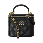 Chanel Small Vanity With Chain Lambskin & Gold Black