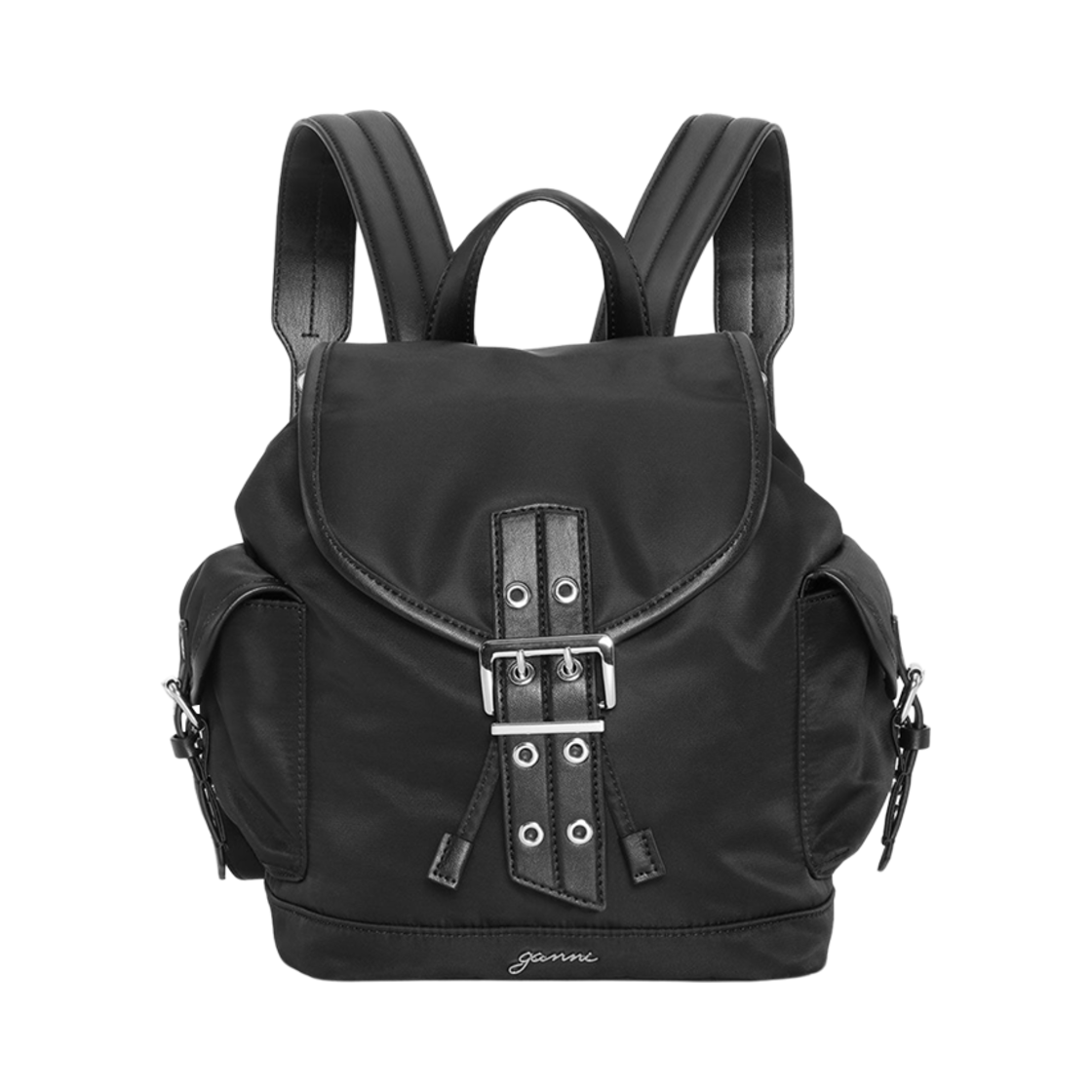 A6528-099 Ganni Small Bucky Nylon Backpack Black