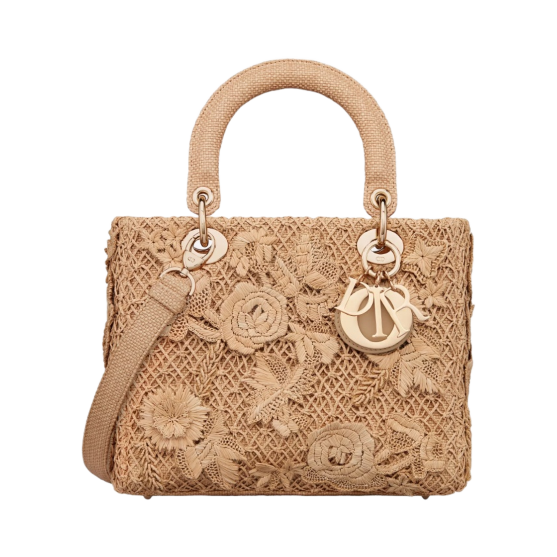 디올 미디움 레이디 D 라이트 백 자수 3D 플라워 내츄럴 라피아(Dior Medium Lady D Lite Bag Embroidered 3d Flowers Natural Raffia) - 1