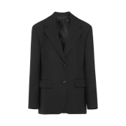 (W) Prada Single Breasted Wool Jacket Black