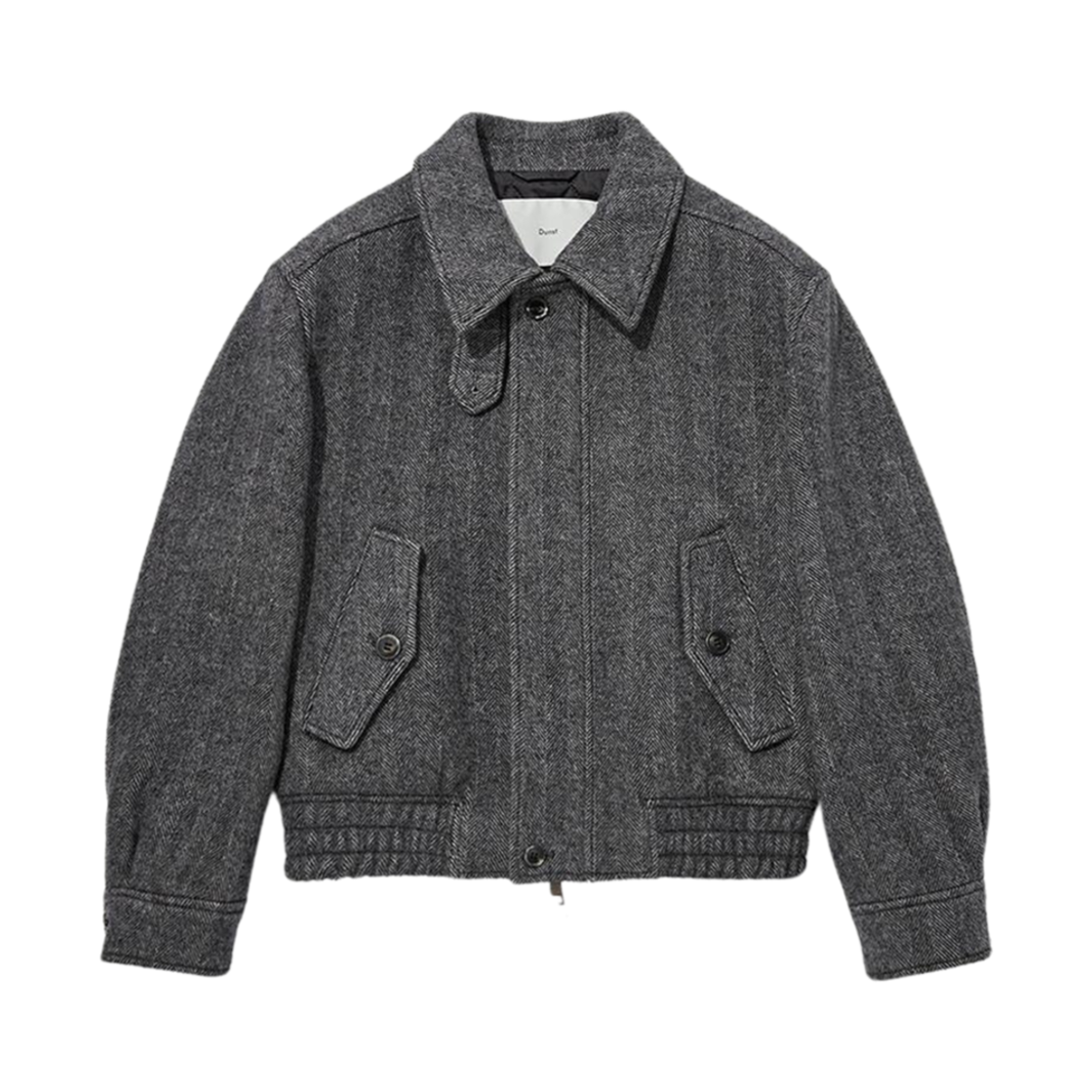 던스트 텍스쳐드 칼라 울 블루종 다크 그레이 헤링본(Dunst Textured Collar Wool Blouson Dark Grey Herringbone)