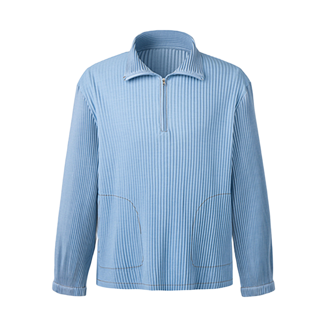 MTS1JLB Monplisse Men Denim Pleats Anorak T-Shirts Light Blue