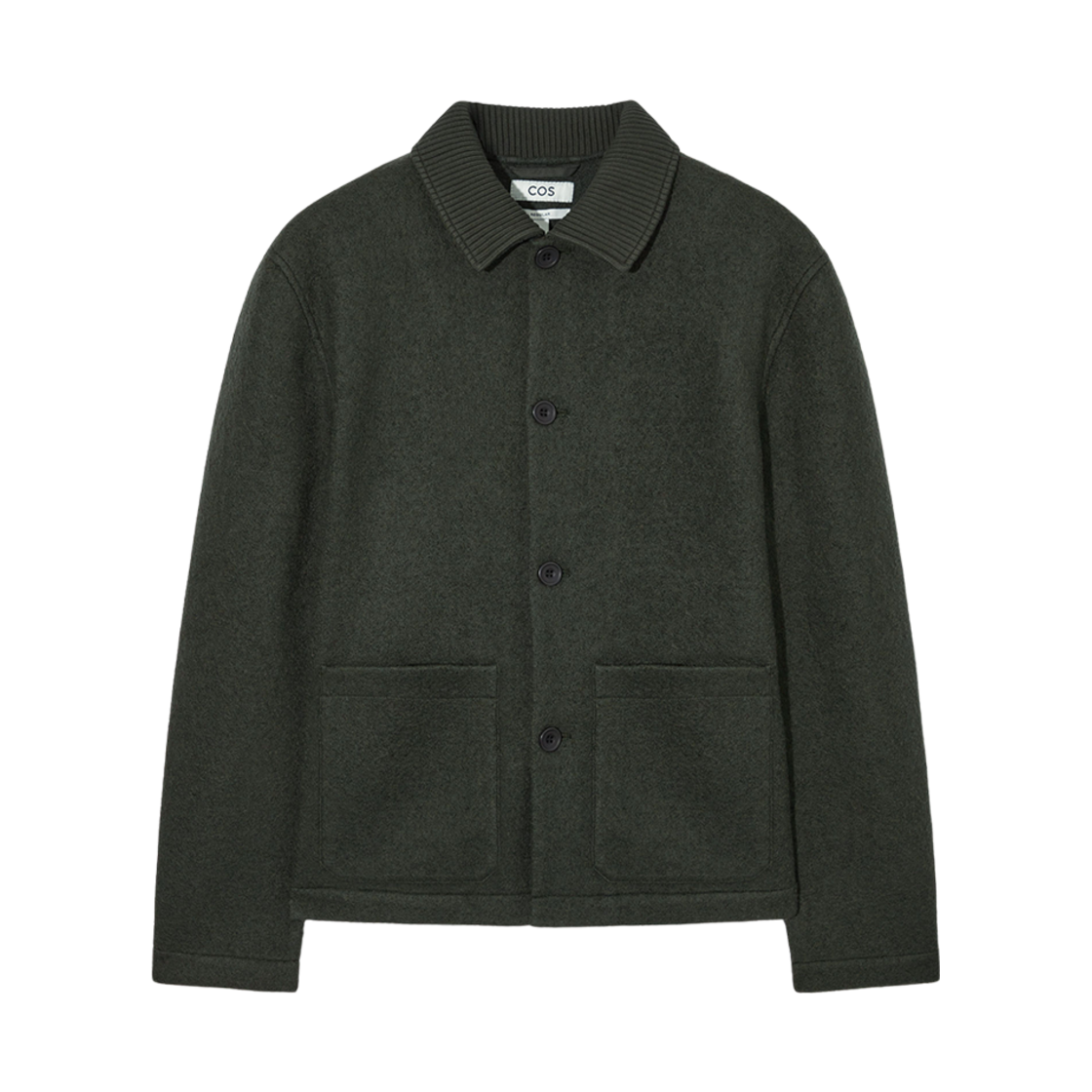 1205342002 COS Knitted Collar Workwear Jacket Dark Green