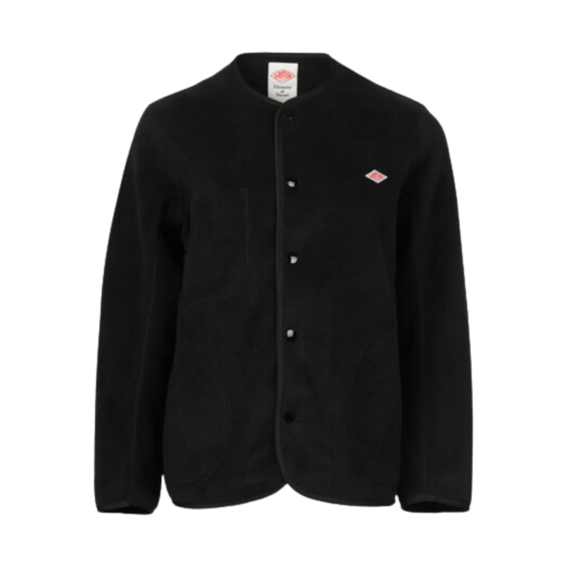 (W) 단톤 플리스 칼라리스 자켓 블랙((W) Danton Fleece Collarless Jacket Black)
