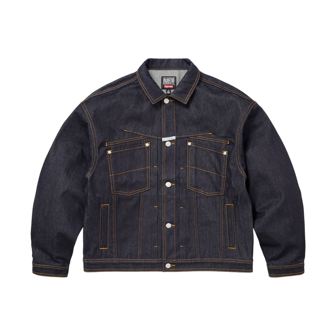 슈프림 x 마리떼 프랑소와 저버 X-심 데님 트러커 자켓 리지드 인디고 - 25SS(Supreme x Marithe Francois Girbaud X-Seam Denim Trucker Jacket Rigid Indigo - 25SS)