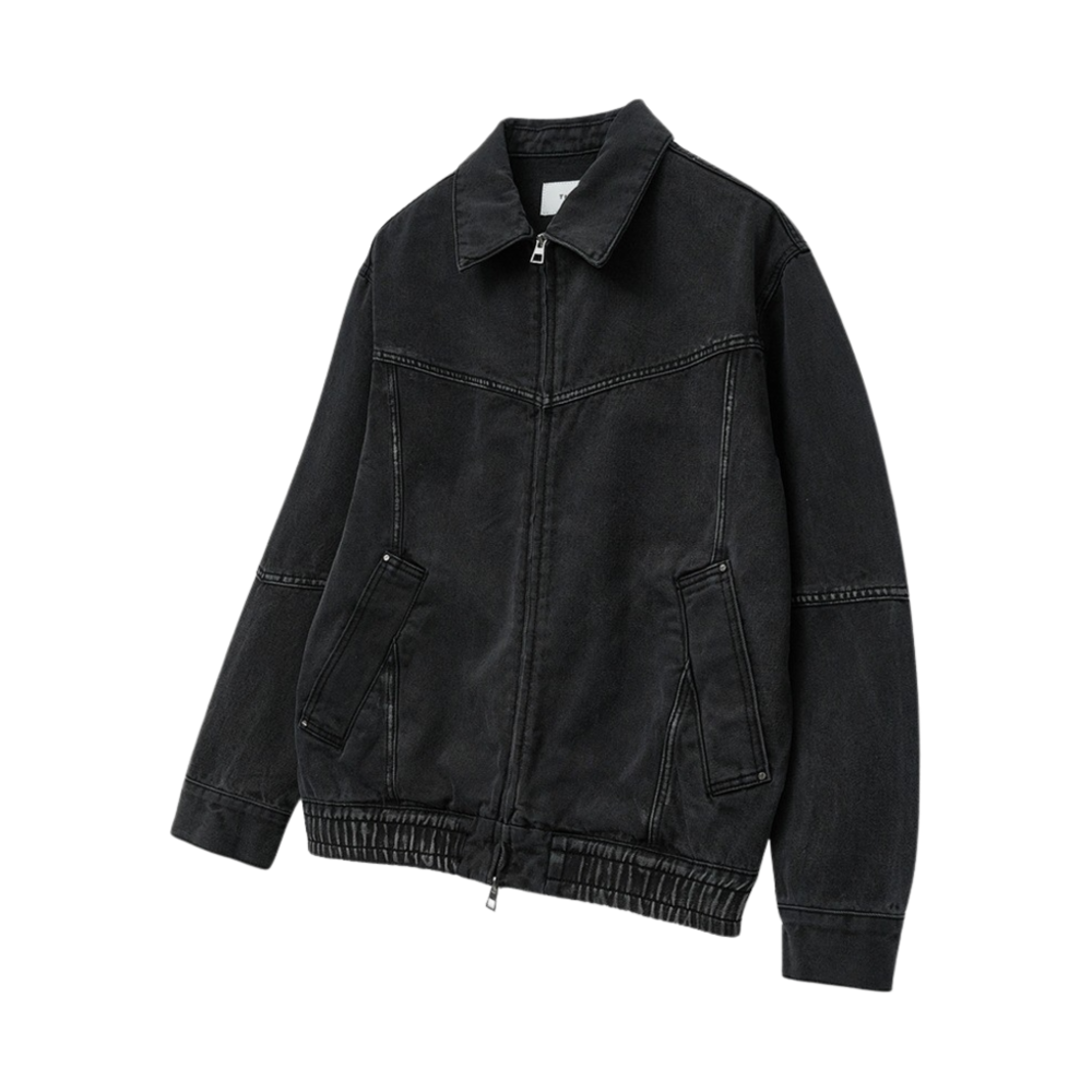 티엔지티 데님 절개 점퍼 블랙