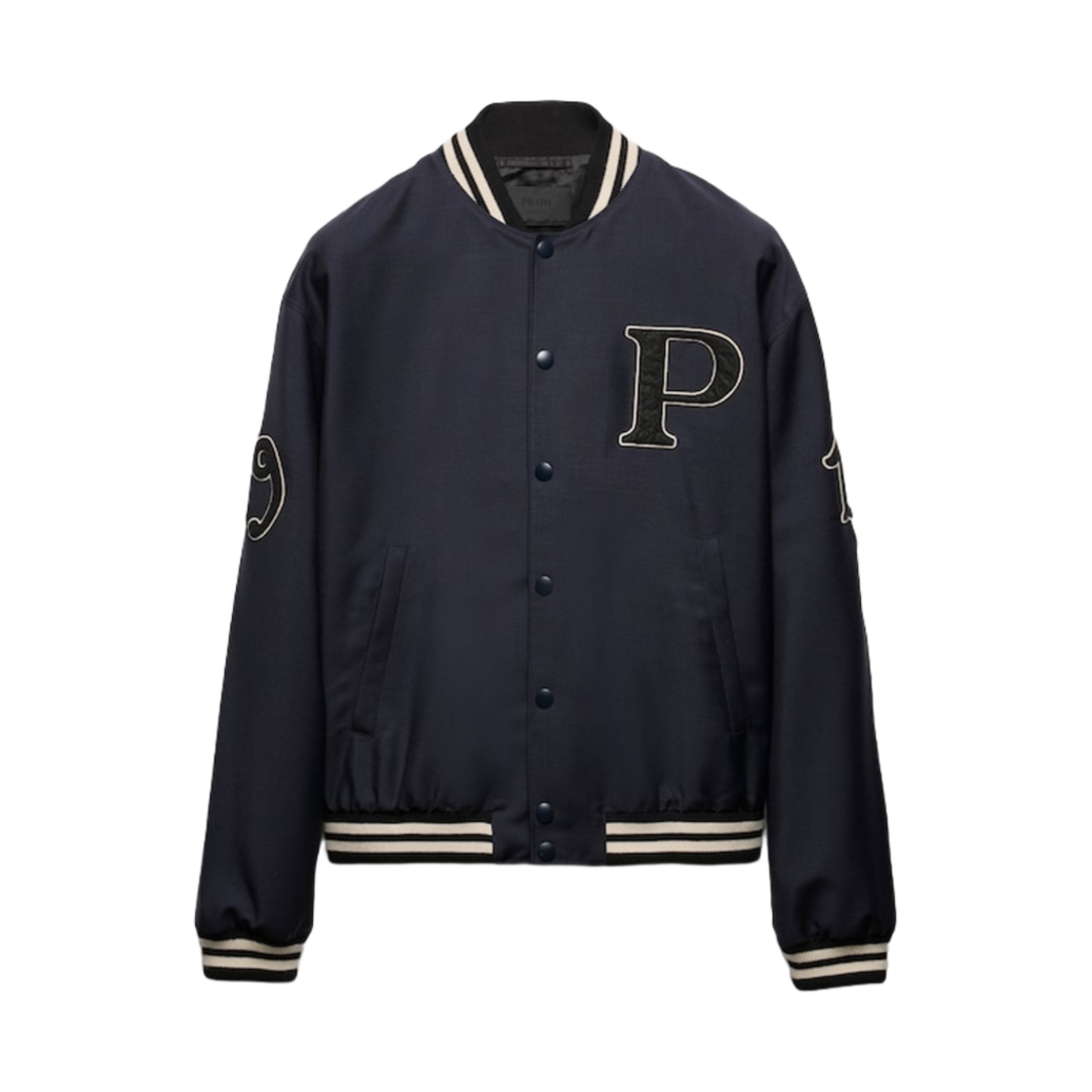 프라다 모헤어 울 봄버 자켓 패치 네이비(Prada Mohair Wool Bomber Jacket with Patch Navy) - 1