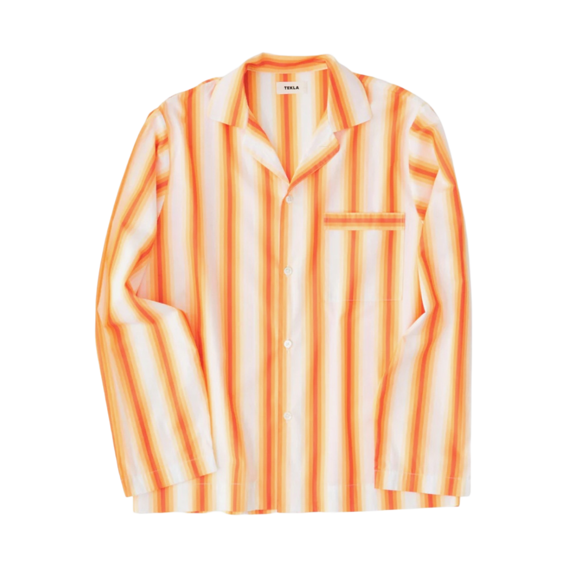 테클라 포플린 슬립웨어 롱슬리브 셔츠 오렌지 마퀴(Tekla Poplin Sleepwear Long Sleeve Shirt Orange Marquee)