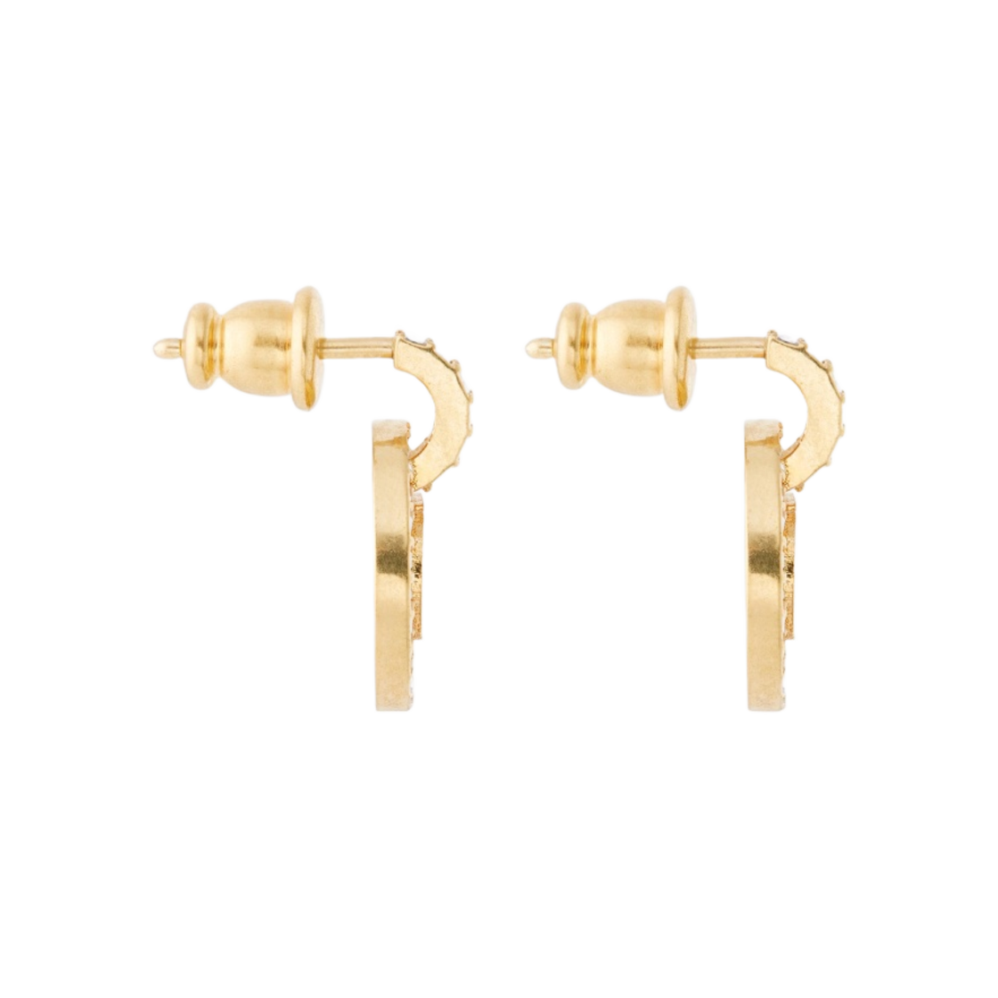 (W) 디올 클레어 D 룬 이어링 골드 피니쉬 메탈 실버 톤 크리스탈((W) Dior Clair D Lune Earrings Gold Finish Metal Silver Tone Crystals) - 2