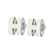 (W) Hermes Mini Pop H Earrings Palladium & Blanc