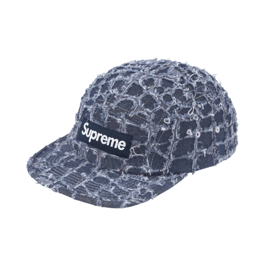 Supreme Frayed Croc Denim Camp Cap Indigo - 25SS