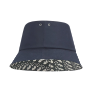 (W) Dior Reversible Teddy D Small Brim Bucket Hat Blue Cotton Blend