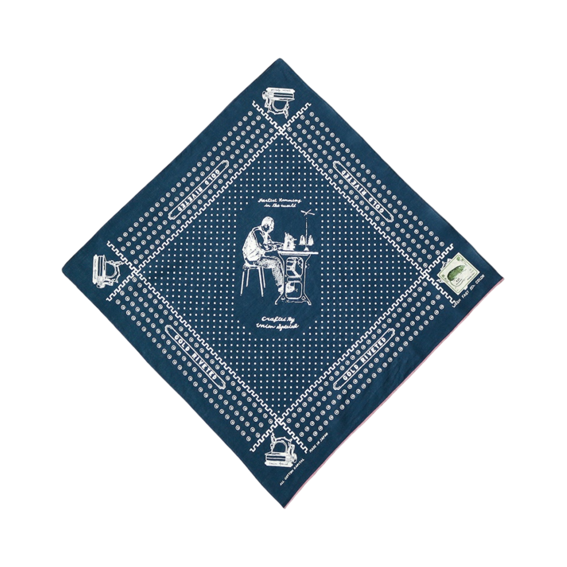 캐피탈 패스트컬러 셀비지 유니온 마스터 반다나 네이비(Kapital Fastcolor Selvedge Union Master Bandana Navy) - 1