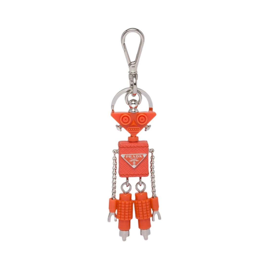 프라다 사피아노 레더 로봇 트릭 키체인 오렌지 | Prada | KREAM