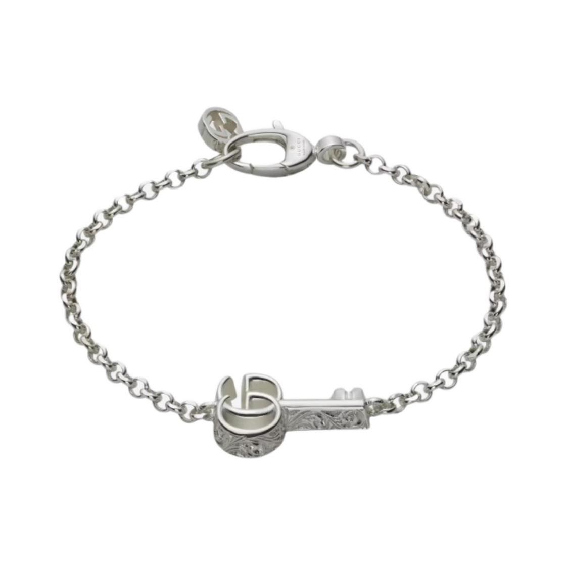 (W) 구찌 GG 마몽 키 참 브레이슬릿 925 스털링 실버((W) Gucci GG Marmont Key Charm Bracelet 925 Sterling Silver)