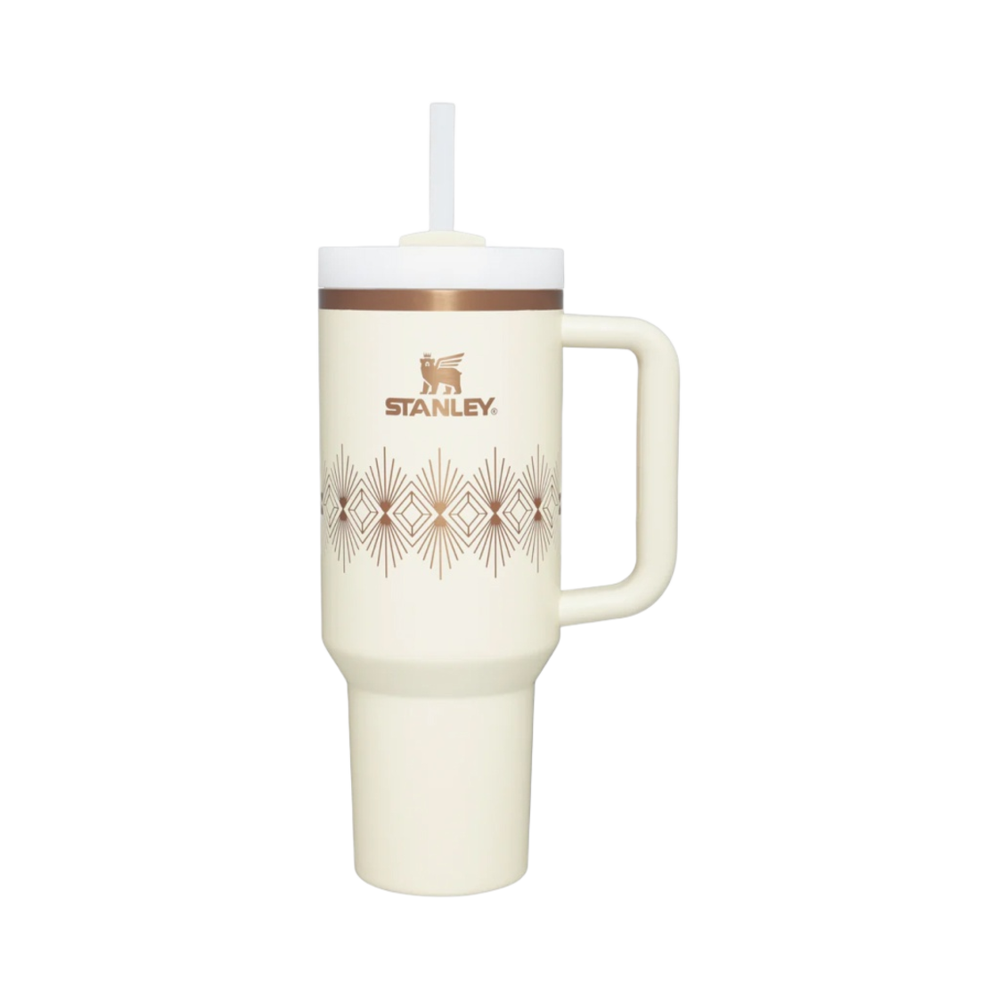 10-10824 Stanley Deco Collection Quencher H2.0 FlowState Tumbler 1.18L Cream Gloss Deco