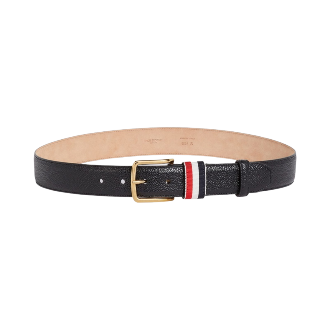 MCX039A-00198-001 Thom Browne Calfskin Pebbled Leather Belt Black