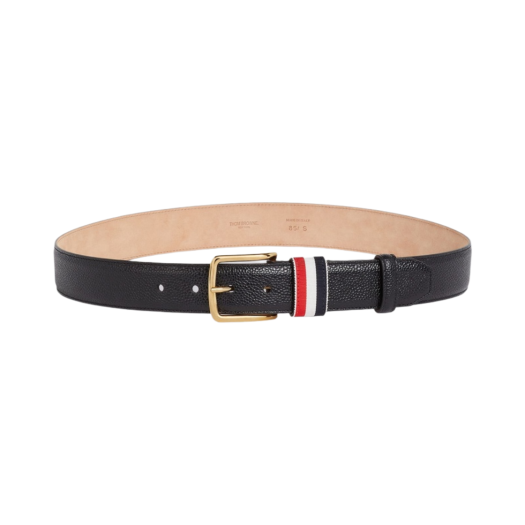 MCX039A-00198-001 Thom Browne Calfskin Pebbled Leather Belt Black