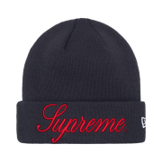 Supreme x New Era Script Beanie Navy - 24FW
